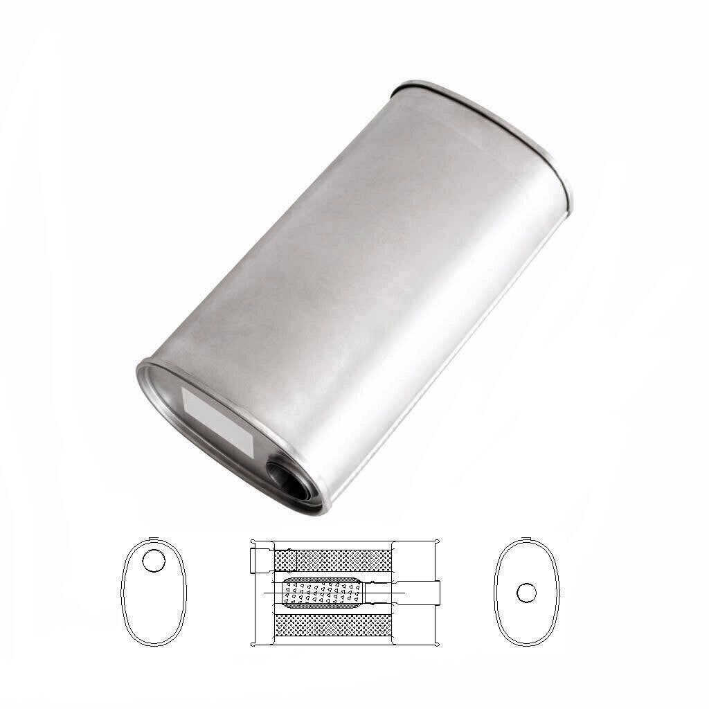 MSA Universal Muffler - 2" Inch 9" x 5" Oval 16" Long With Bull/T Stubless O/C