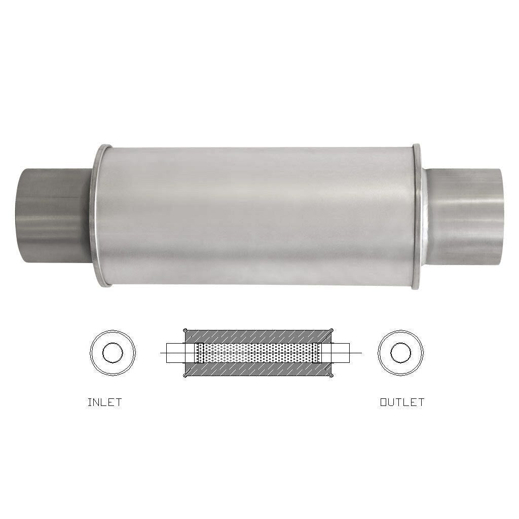MSA Universal Muffler - 4" Inch 6" Round X 14" Long Straight Through