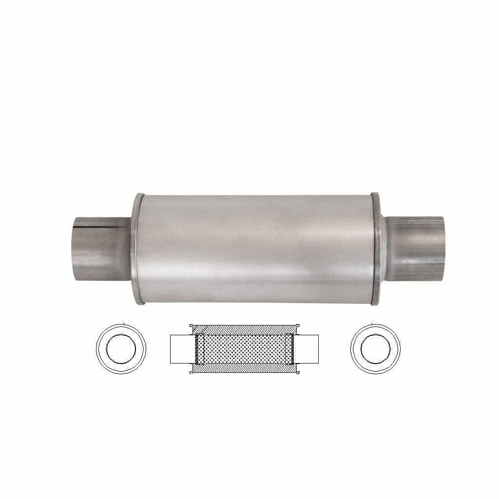 MSA Universal Muffler - 2.5" Inch 5" Round X 12" Inch Long Straight Through