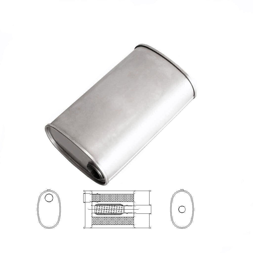 MSA Universal Muffler - 2.25" Inch 9" x 5" Oval 14" Long With Bull/T Stubless O/C
