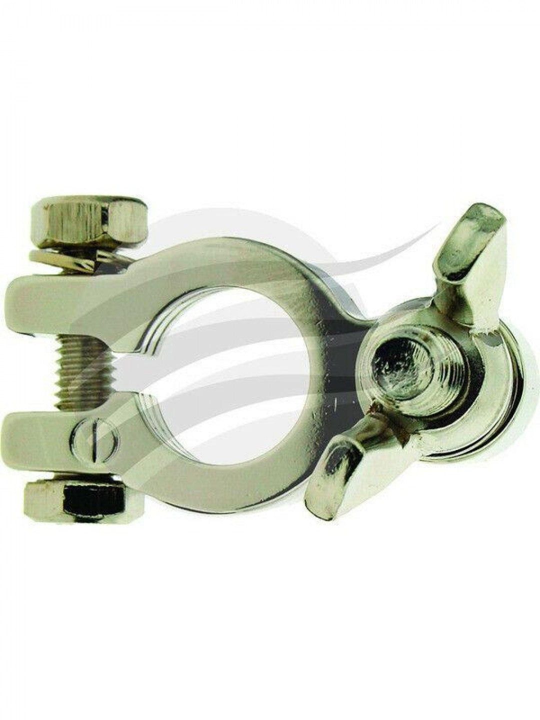Jaylec - Battery Terminal Neg 5/16" Stud Wingnut Solid Brass Nickel