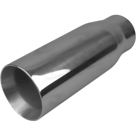 Exhaust Tip, 2 1/4" (In) 3" (Out) 210mm Long (Straight Cut - Rolled Edge - Stainless Steel)