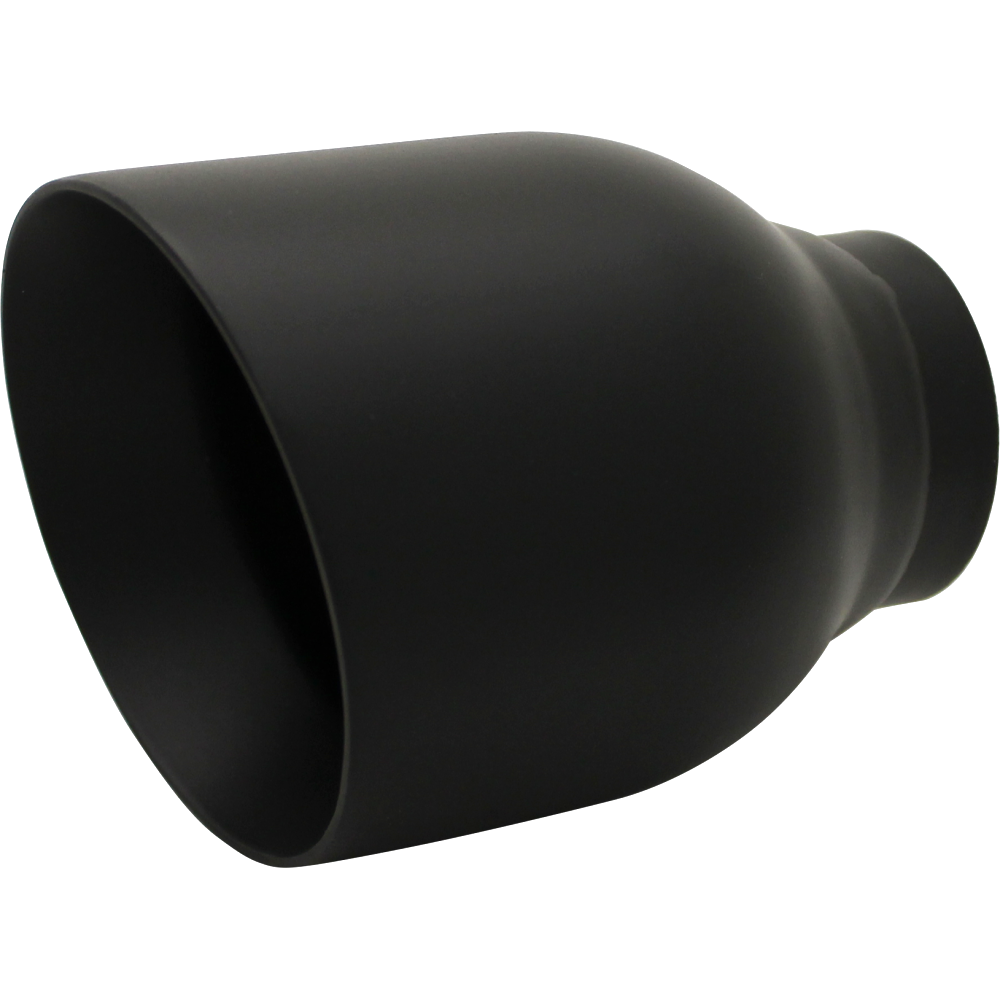 Exhaust Tip - 3" Inch (In) 4" Inch Out 130mm Long (Matte Black - Angle Cut)