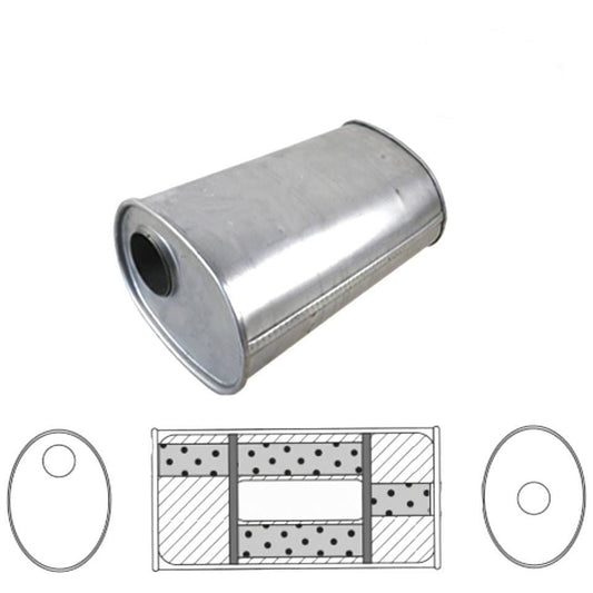 Redback 1.75" Universal Muffler Offset/Centre 14"x8"x5" Oval Aluminised