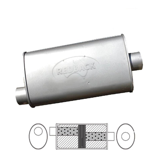Redback 2" Baffled Muffler O/C 16"x8"x4" Oval