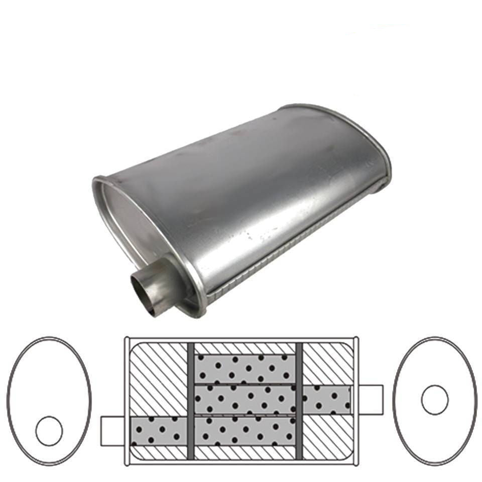 Redback Universal Muffler, 10" X 4" Oval, 12" Long O/C 2 1/2" Glass Packed