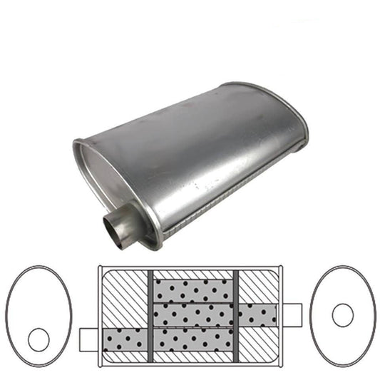 Redback Universal Muffler, 10" X 4" Oval, 12" Long O/C 2 1/2" Glass Packed
