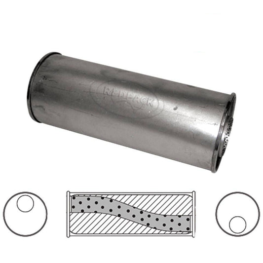 Redback 2.5" Universal Muffler, Offset/Offset, 16"x6" Round, Aluminised