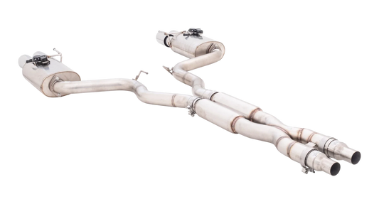 XForce - FORD MUSTANG FN GT FASTBACK COYOTE 5.0L (07/2017-on) Stainless Steel Twin 3″ Cat-Back System With Quad 4″ Tips