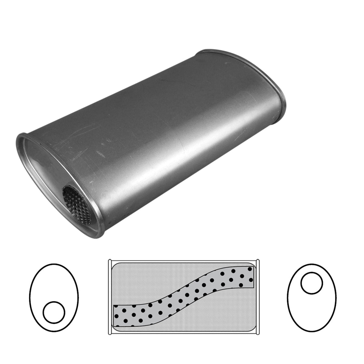 Redback - 2.25" Universal Muffler Offset/Offset 355x203x101mm Oval Aluminised
