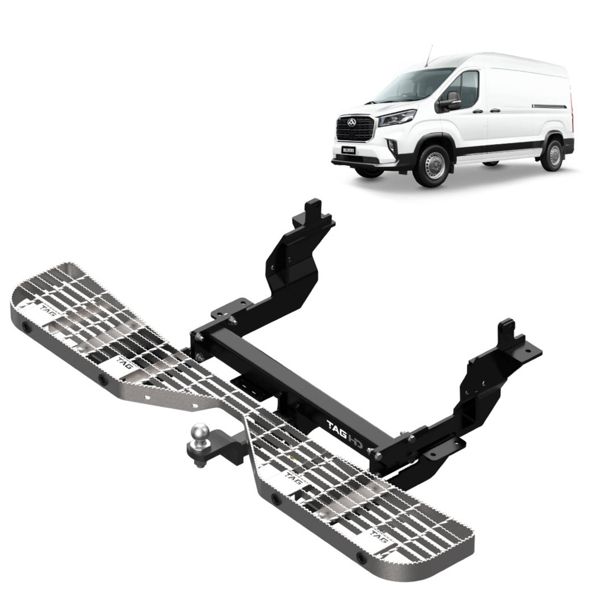 TAG Rear Step & Towbar for LDV Deliver 9 Van LWB models 2020-on | 2800kg towing - T8PA17-K010