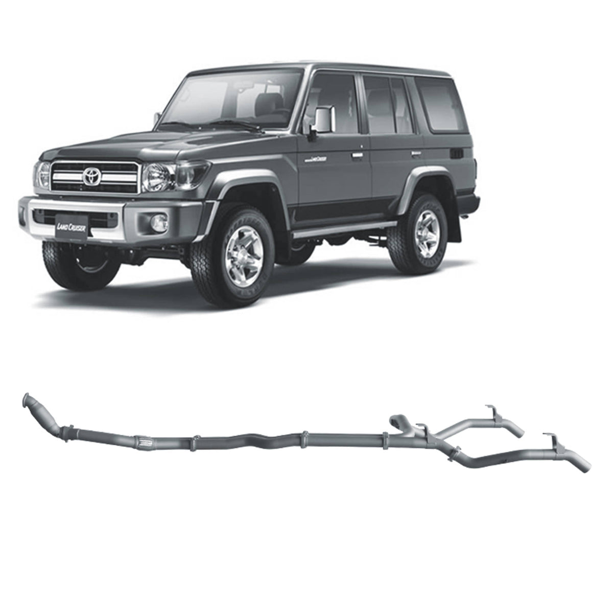 Redback Extreme Duty Twin Exhaust for Toyota Landcruiser 76 Series 2007-2016 - TLX47700-PO