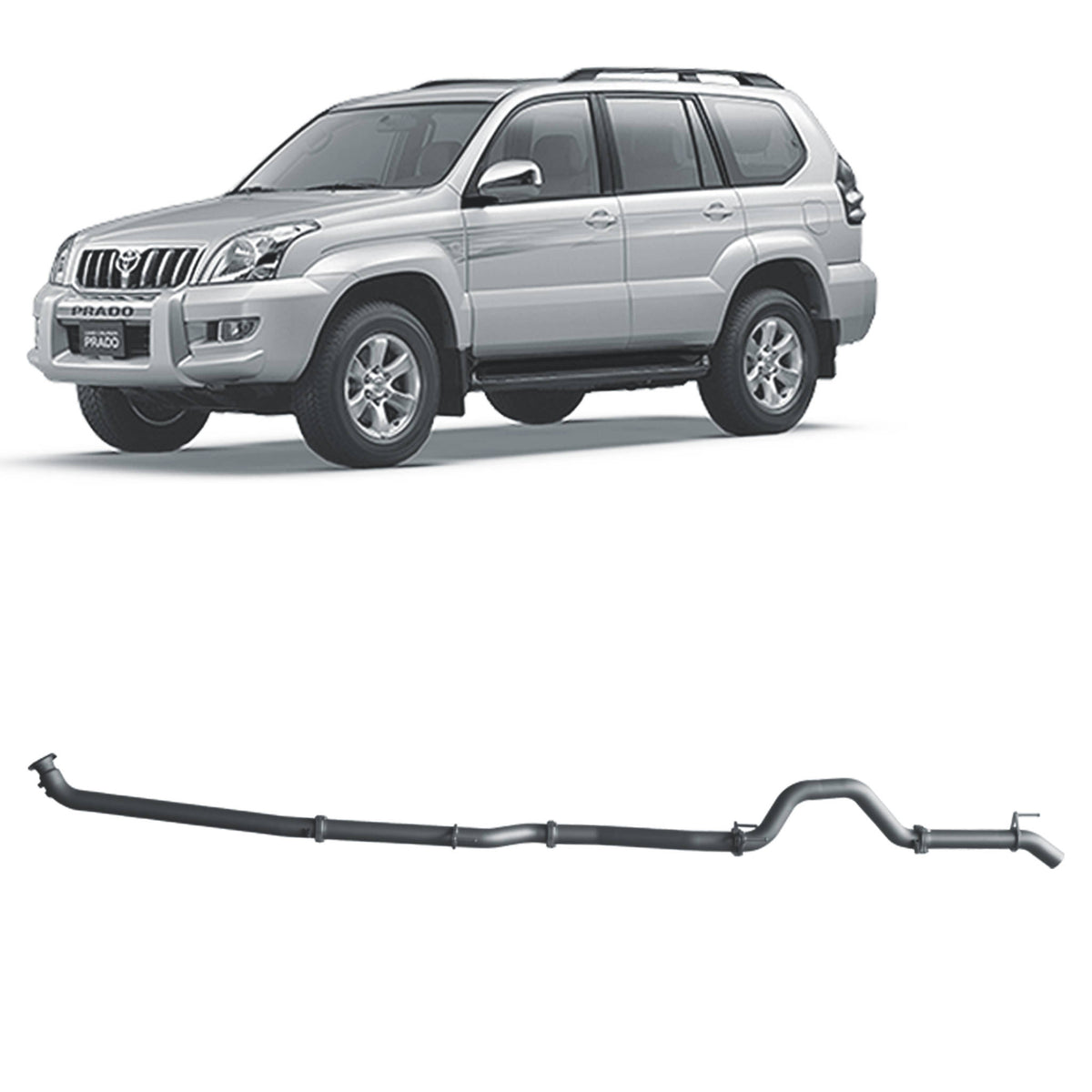 Redback Extreme Duty Exhaust for Toyota Prado 120 Series 1KZ-TE 2002-2006 | 76mm - TPX43400-PO
