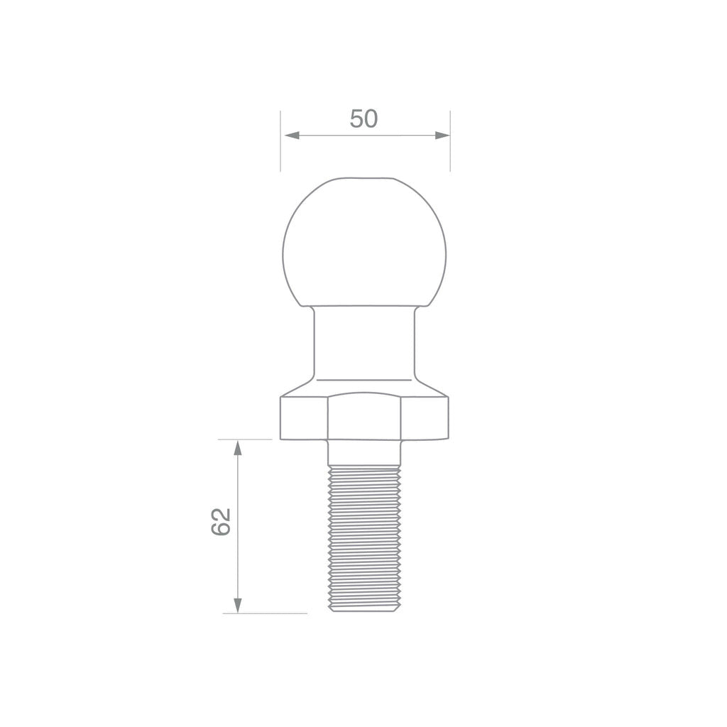 TAG Zinc Plated Tow Ball, 50mm, 3.5 tonne, view 2