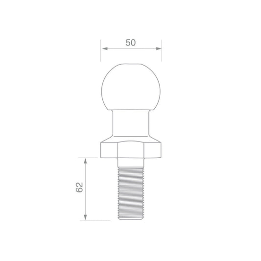 TAG - Zinc Plated Tow Ball - 50mm, 3.5 tonne