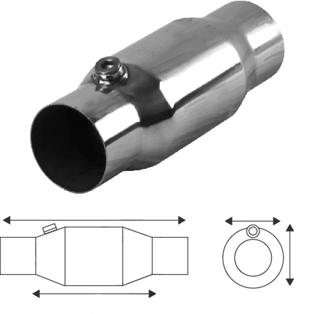 Redback - 3.5" High Flow Catalytic Converter Round Stainless Performance