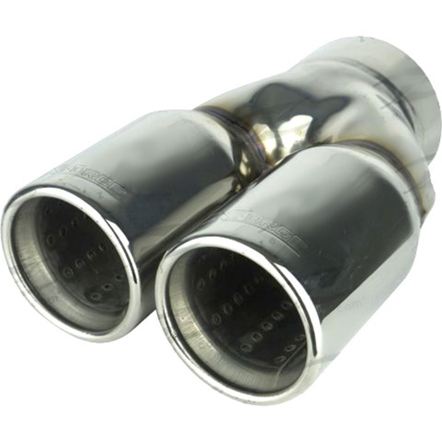 XFORCE - 2.5" Inch Inlet Twin 80mm Straight-Cut Round Double-Wall Tip (Single In, Twin Out)