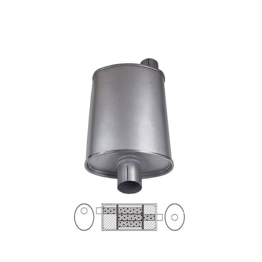 MSA Universal Muffler - 2" Inch 8" x 4" Oval 12" Long Triple Flow