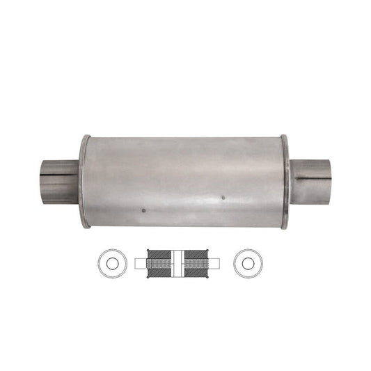 MSA Universal Muffler - 2.5" Inch 5" Round X 12" Long Glass Packed Chambered