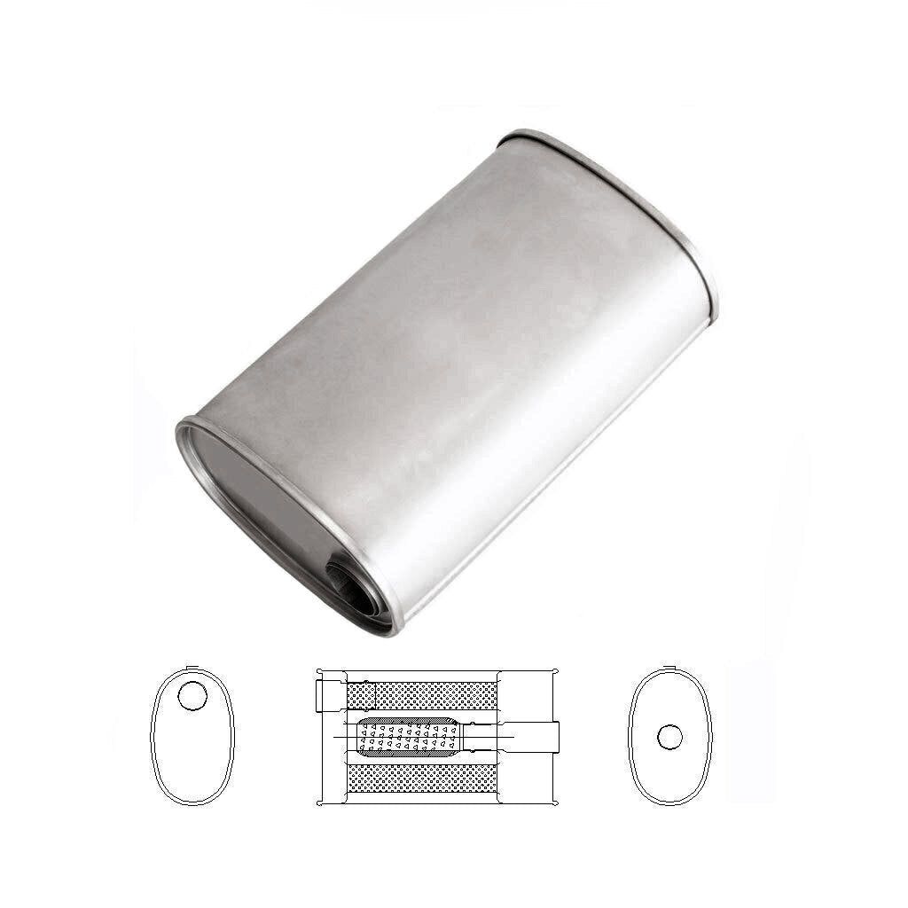 MSA Universal Muffler - 1.75" Inch 9" x 5" Oval 14" Long With Bull/T Stubless O/C