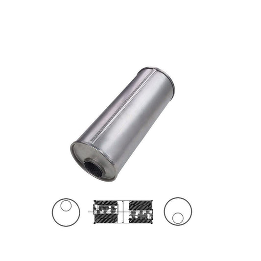 MSA Universal Muffler - 2.5" Inch 6" Round X 16" Long Baffled Offset/Offset