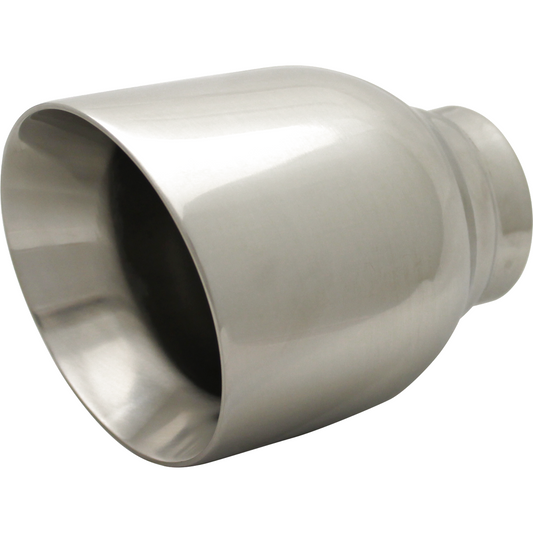 Exhaust Tip - 2 1/2" Inch (In) 4" Inch Out 130mm Long (Rolled In - Angle Cut)