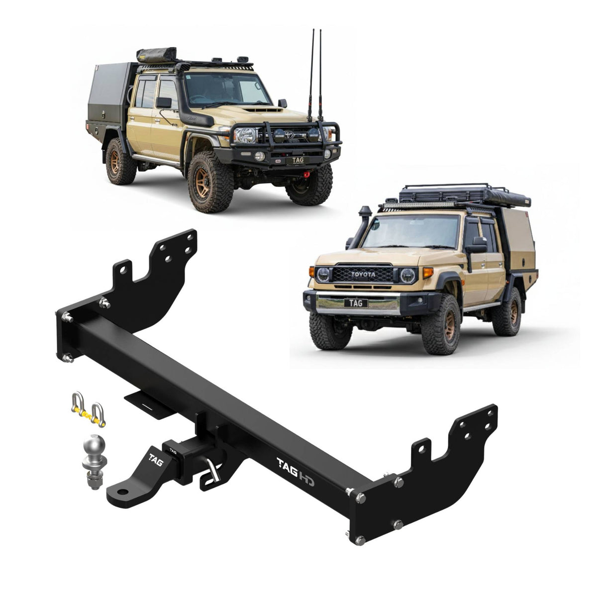 TAG Heavy Duty Towbar & Direct Fit Wiring for Toyota Landcruiser 79 Series 2012-on | 3500kg towing - T7T699-K201