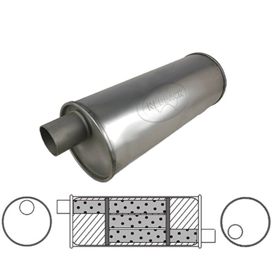 Redback - 2" Universal Muffler Offset/Offset 457x152mm Round Aluminised