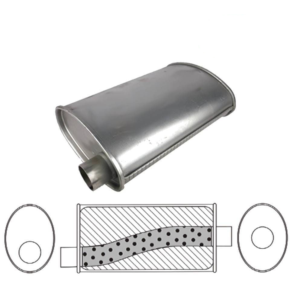 Redback 2.25" Megaflow Universal Muffler Offset/Centre 12"x10"x4" Oval Aluminised Steel