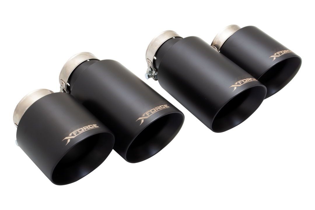 XFORCE - AUDI, VW GOLF R, S3 8V Hatch (2013-2021), MK7 (10/2013-08/2017), MK7.5 (02/2018-on) Matte Black 4″Angle Cut Tips