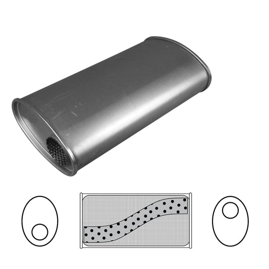 Redback 8" x 4" Oval, 14" Long, 2 1/4" Offset/Offset, Megaflow - J628M