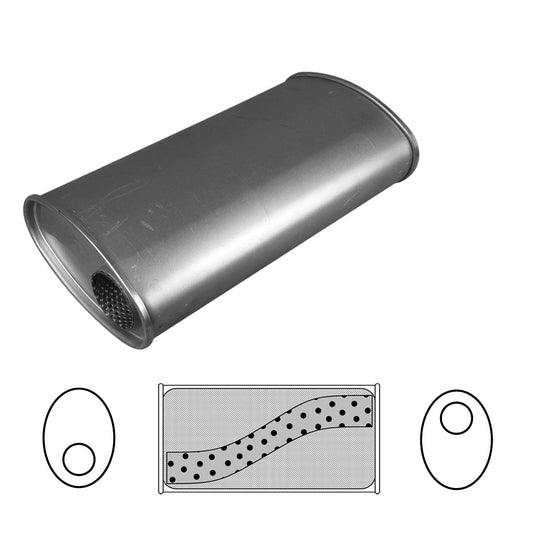 Redback 8" x 4" Oval, 16" Long, 2 1/2" Offset/Offset, Megaflow (No Spigots) - J736MN