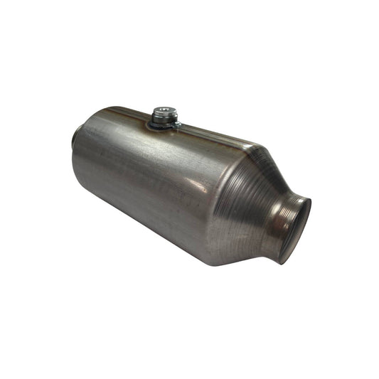 Redback Euro 6 2.25" inlet 5" Round Catalytic Converter Stainless Steel with Centre O2 Sensor - CAX703C