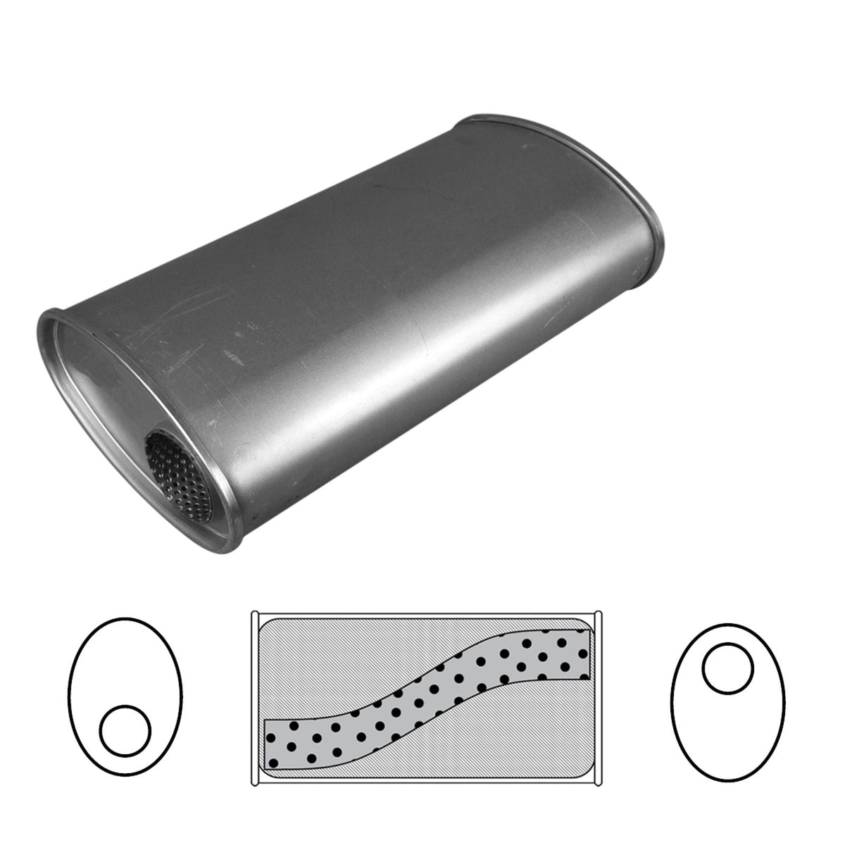 Redback 3" Universal Muffler Offset/Offset 14"x8"x5" Oval Aluminised Steel