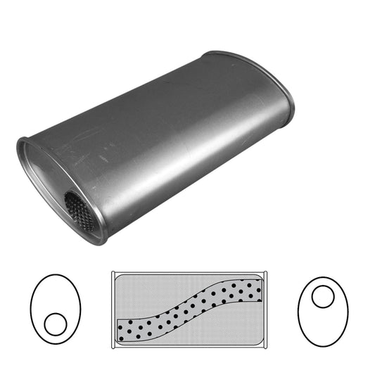 Redback - 3" Universal Muffler Offset/Offset 14"x8"x5" Oval Aluminised Steel