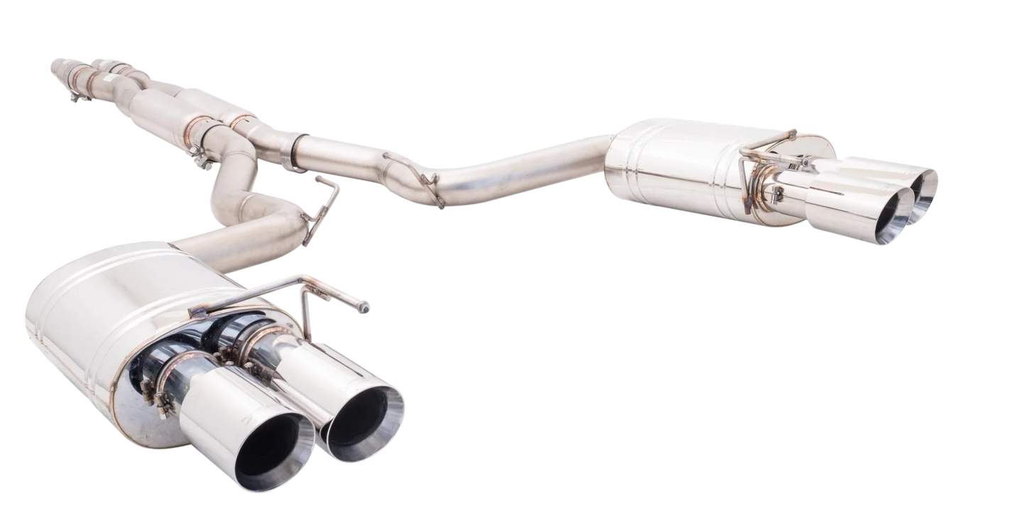 XForce - FORD MUSTANG FN GT FASTBACK COYOTE 5.0L (07/2017-on)  Twin 3″ Stainless Steel Cat-Back System With Quad 4″ Tips