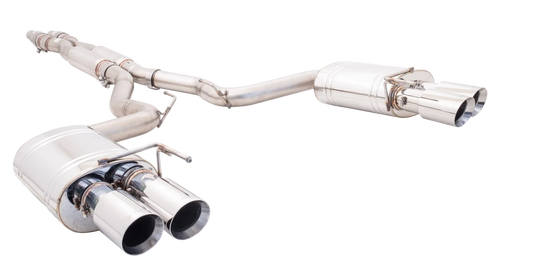 XForce - FORD MUSTANG FN GT FASTBACK COYOTE 5.0L (07/2017-on)  Twin 3″ Stainless Steel Cat-Back System With Quad 4″ Tips