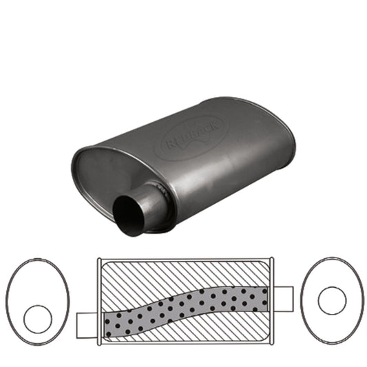 Redback - 3" Universal Muffler Offset/Centre 16"x11"x6" Oval Aluminised Steel