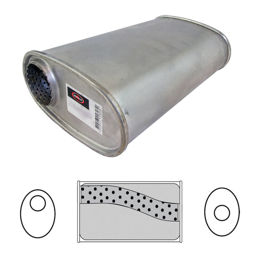 Redback - 2" Megaflow Universal Muffler Offset/Centre 355x203x101mm Oval Aluminised