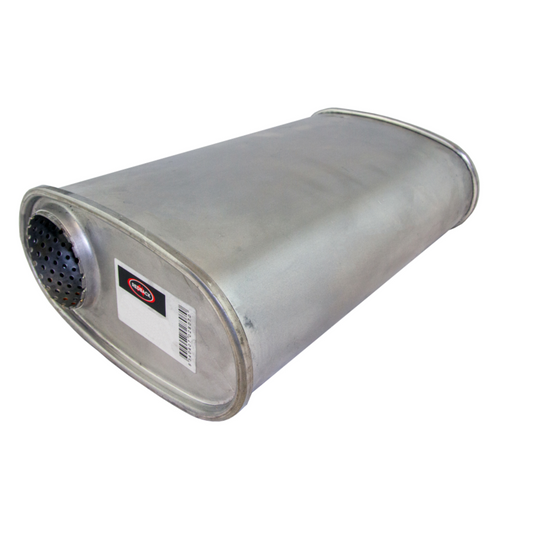 Redback - 2.5" Universal Muffler Offset/Centre 14"x8"x4" Oval Aluminised - 3 Hole Baffled
