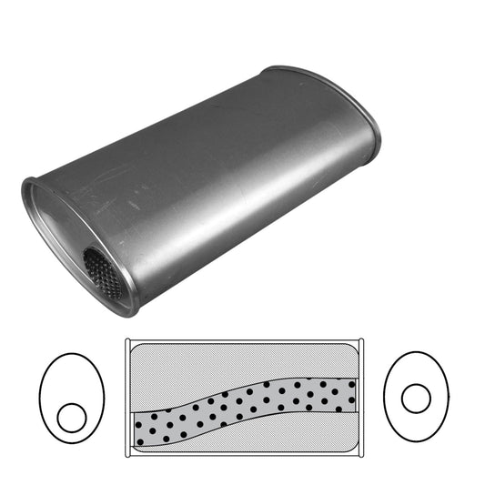 Redback Universal Muffler - 8" X 4" Oval - 14" Long O/C 2 1/2" Glass Packed Meg…