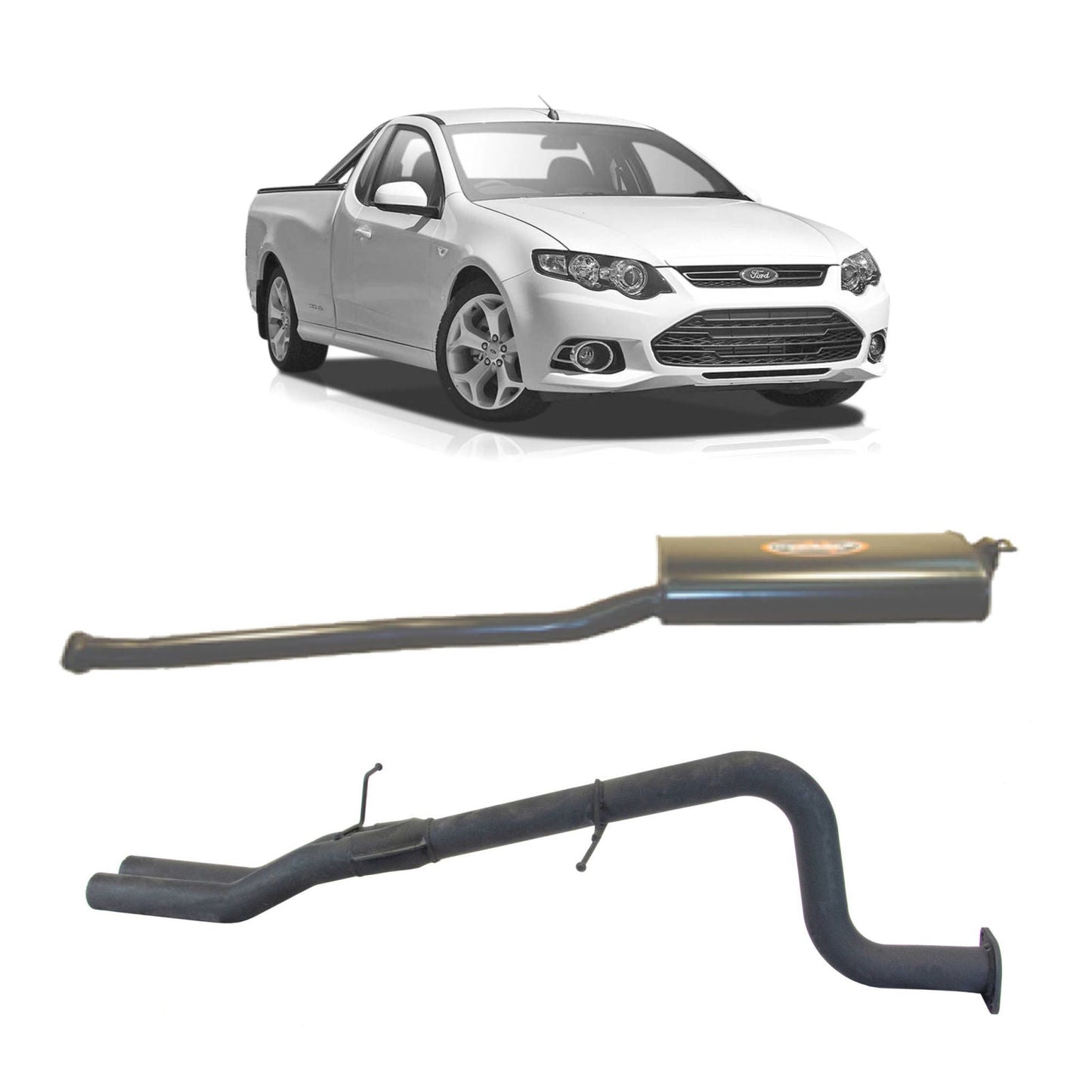 REDBACK - Ford Falcon FG Ute (2008 - 2014) 2.5" Exhaust System with Muffler Centre and Rear Muffler Delete