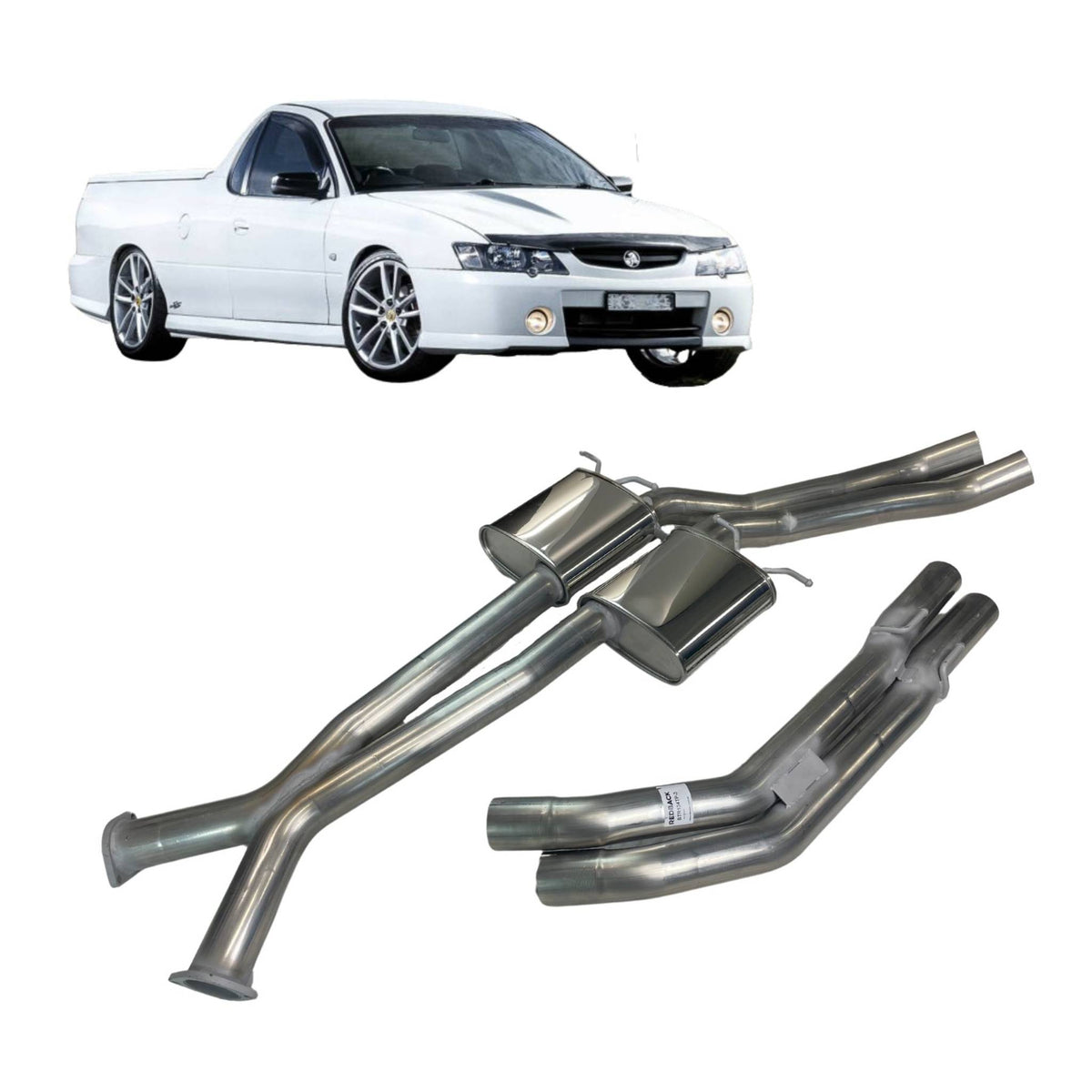 Redback Dual 3" Catback Exhaust without Rear Muffler for Holden Commodore VT-VZ Ute 1997-2007 | 76mm - K-RPM16026