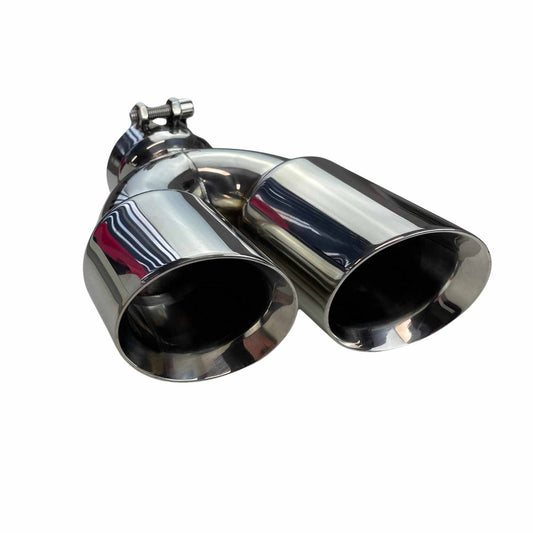 Redback Dual 3 1/4" Outlet 3" Inlet Clamp on Exhaust Tip- Double Wall - RYP005-76C