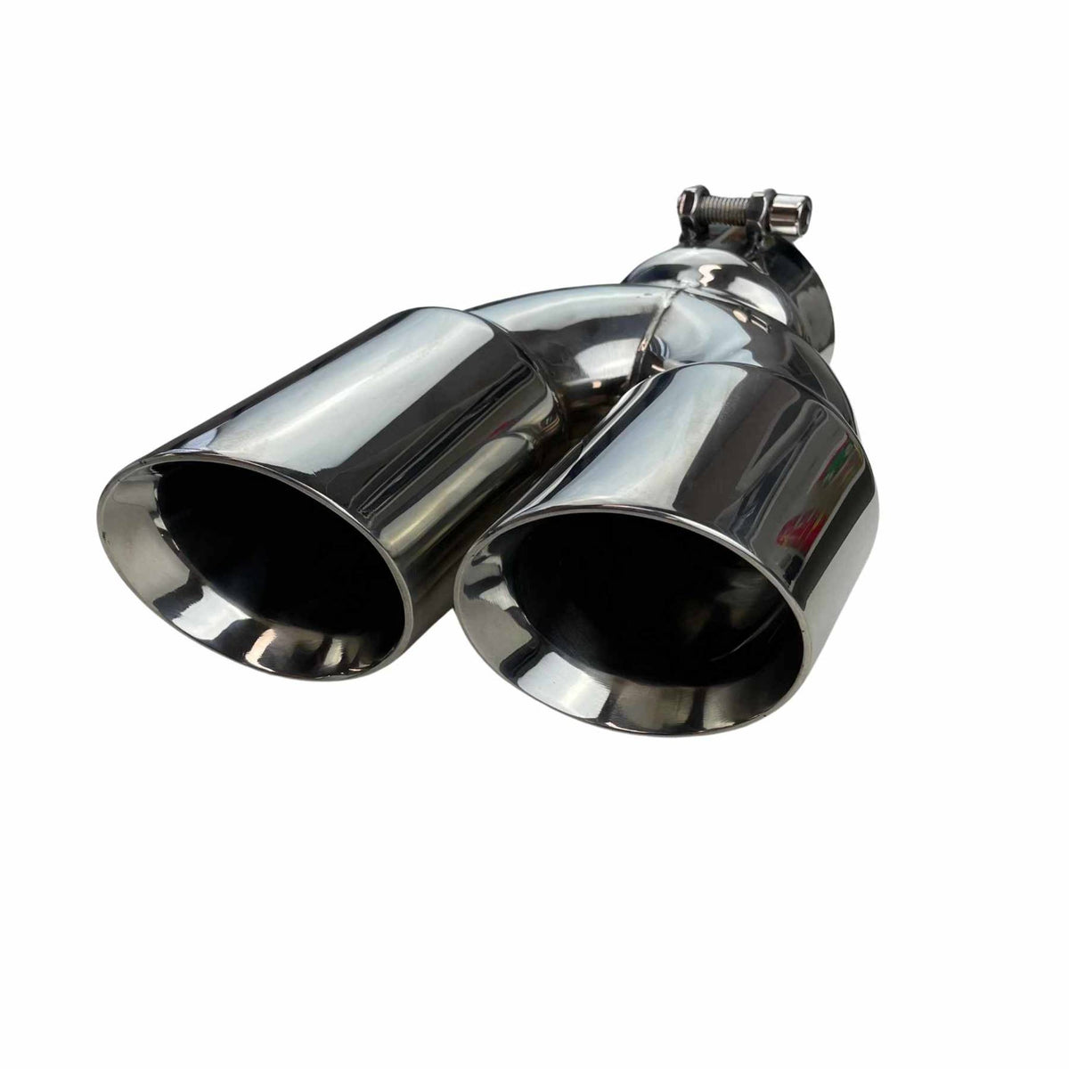 Redback Dual 3 1/4" Outlet 3" Inlet Clamp on Exhaust Tip- Double Wall - RYP006-76C