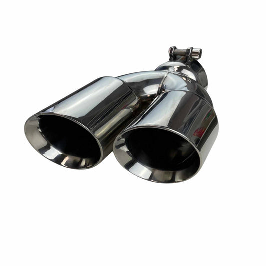 Redback Dual 3 1/4" Outlet 3" Inlet Clamp on Exhaust Tip- Double Wall - RYP006-76C