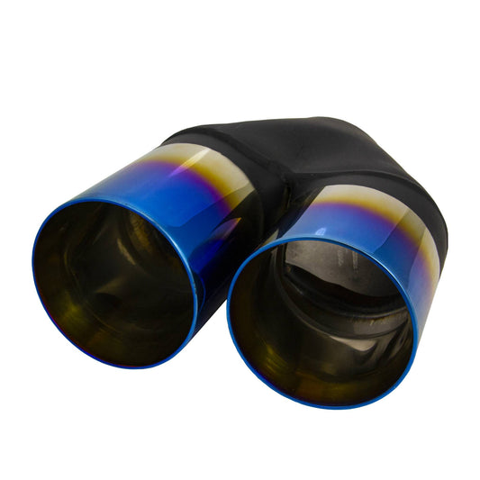 Redback Y-PIECE 3.5" Exhaust Tip Titanium Blue Finish Double Wall Staggered - RYP091T