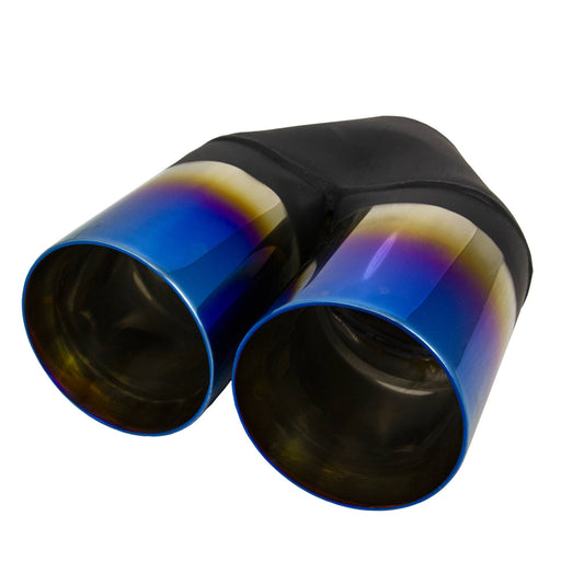 Redback Y-Piece 3.5" Exhaust Tip - Titanium Blue Finish Double Wall Inline - RYP092T