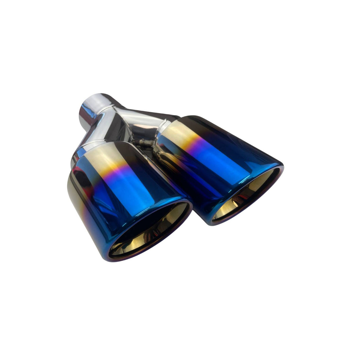 Redback Dual 3.5" Y Piece Exhaust Tip Left Hand Titanium Blue Finish 2.5" Inlet - RYP094LT