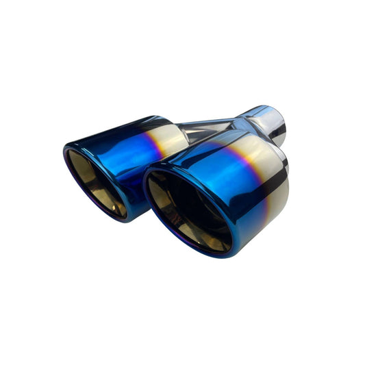 Redback Dual 3.5" Y Piece Exhaust Tip Right Hand Titanium Blue Finish - RYP096RT